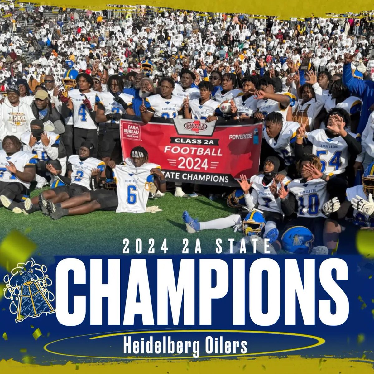 Look at the great support from within our community. From our superintendent, Dr. Nadene Arrington, school board, student body, school staff, cheerleaders, band, families of our boys and our fans. We thank you. We did it!!