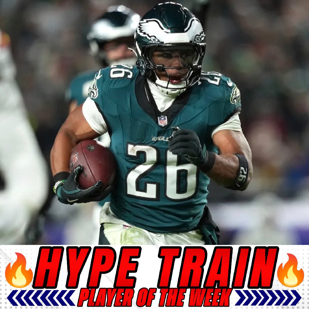 TWTFootballl's tweet photo. 🚂 SAQUON BARKLEY is the Week 14 HYPE TRAIN PLAYER OF THE WEEK!🔥

🔺Saquon is averaging 23.2 rushing attempts in his last 5 games. There’s no reason they won’t keep that going as he is a vital piece to their offense in these must wins games to try to get the NFC 1 seed. 

🔺Saquon is averaging 124.92 yards per game on the ground. (Not to mention his elite receiving ability). He needs 606 rushing yards in the last 5 games of the season to break the all-time rushing record. Maybe they try to get that?

🔺The obvious: Saquon is RB1 this season. The Eagles have the 2nd ranked OL in the NFL and are up against a Panthers run defense that is LAST in the NFL giving up on average 166.8 yards on the ground to running backs per game. Just put 2 and 2 together. 

🔥MARVIN HARRISON JR is expected to have a big game against a banged up Seattle team. MHJ is coming off of a TWELVE target game (career high) and we expect his targets to be high again this week against Seattle, as he’s seen in 3 consecutive games. 

🔥CALVIN RIDLEY could be in for a huge game against his old team in the Jaguars. The Jags pass defense is dead last in the NFL and if you mix that with Ridley’s 29% target share, it could be an explosive day. 

 #fantasyfootballadvice #fantasyfootballtips #fantasyfootball #waiverwirepickups