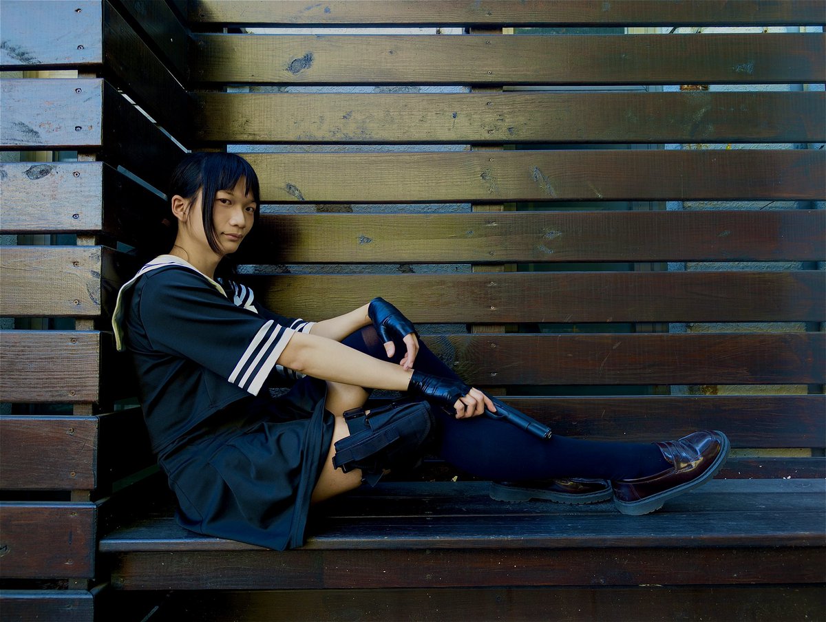Haruko921115's tweet photo. 【雙馬尾殺手JK🔪】

「任務總算是結束了～可以休息了吧！」

#男の娘 #FT02 #外拍 #模特 https://t.co/vJ81cezQJ1