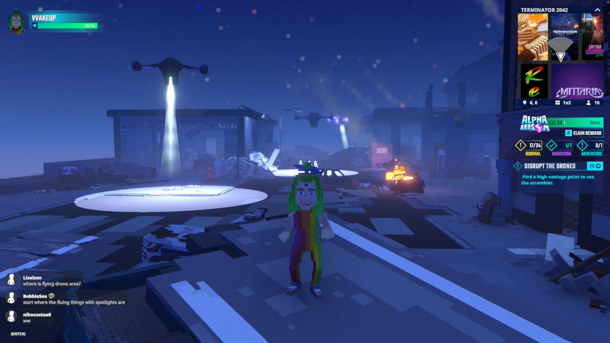 Dodging Flying Drones in Terminator 2042 in <a href="/TheSandboxGame/">The Sandbox</a>. The future is now, and it's intense! 🤖🚁 <a href="/skydance/">Skydance</a> register-landings.sandbox.game/alphaseason4-s… #TheSandbox #AlphaSeason4 #AS4SocialChallenge