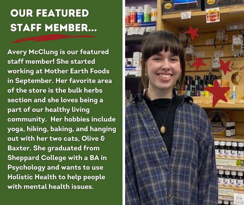 Avery McClung was voted our Employee of the Month! Avery has been working with us since September and we love having her. We all felt the holiday cheer as she decorated the store for Christmas this week. If you see her in the store, make sure you congratulate her!