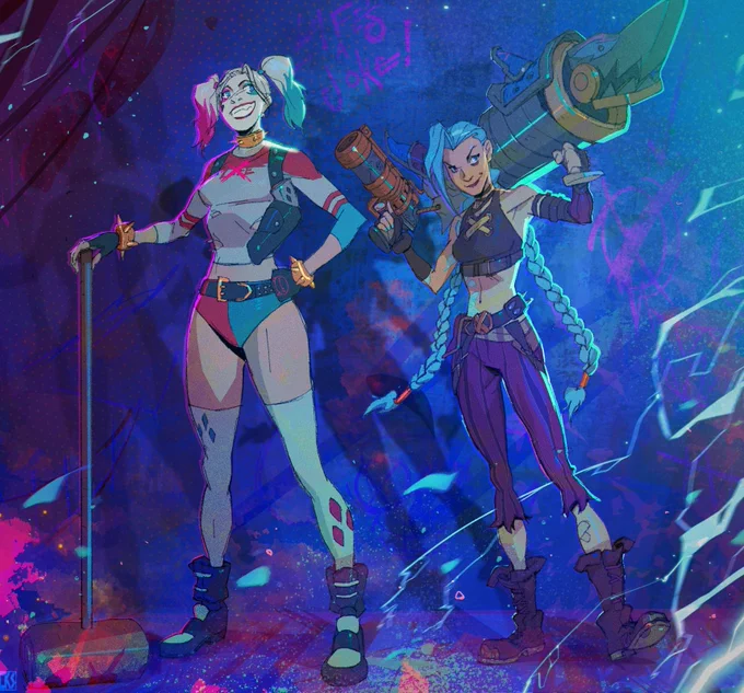 HARLEY  &amp; JINX -Thinking these two would cause some mischief like a mothf#^%! -#DC #ArcaneSeason2 #Jinx #HarleyQuinn 
