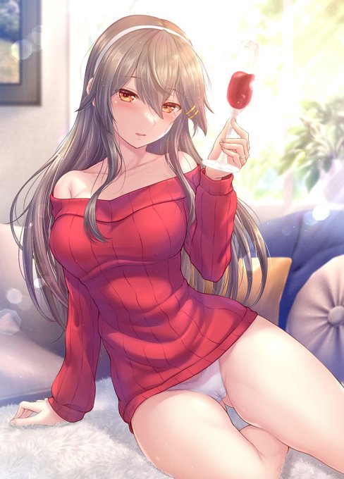 ほろ酔い榛名 若妻風ニット和え
#艦これ 