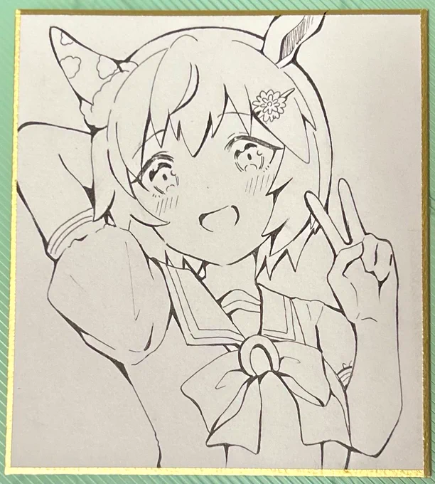 ミニ色紙セイウンスカイちゃんのペン入れ終わった✨️
#ウマ娘 