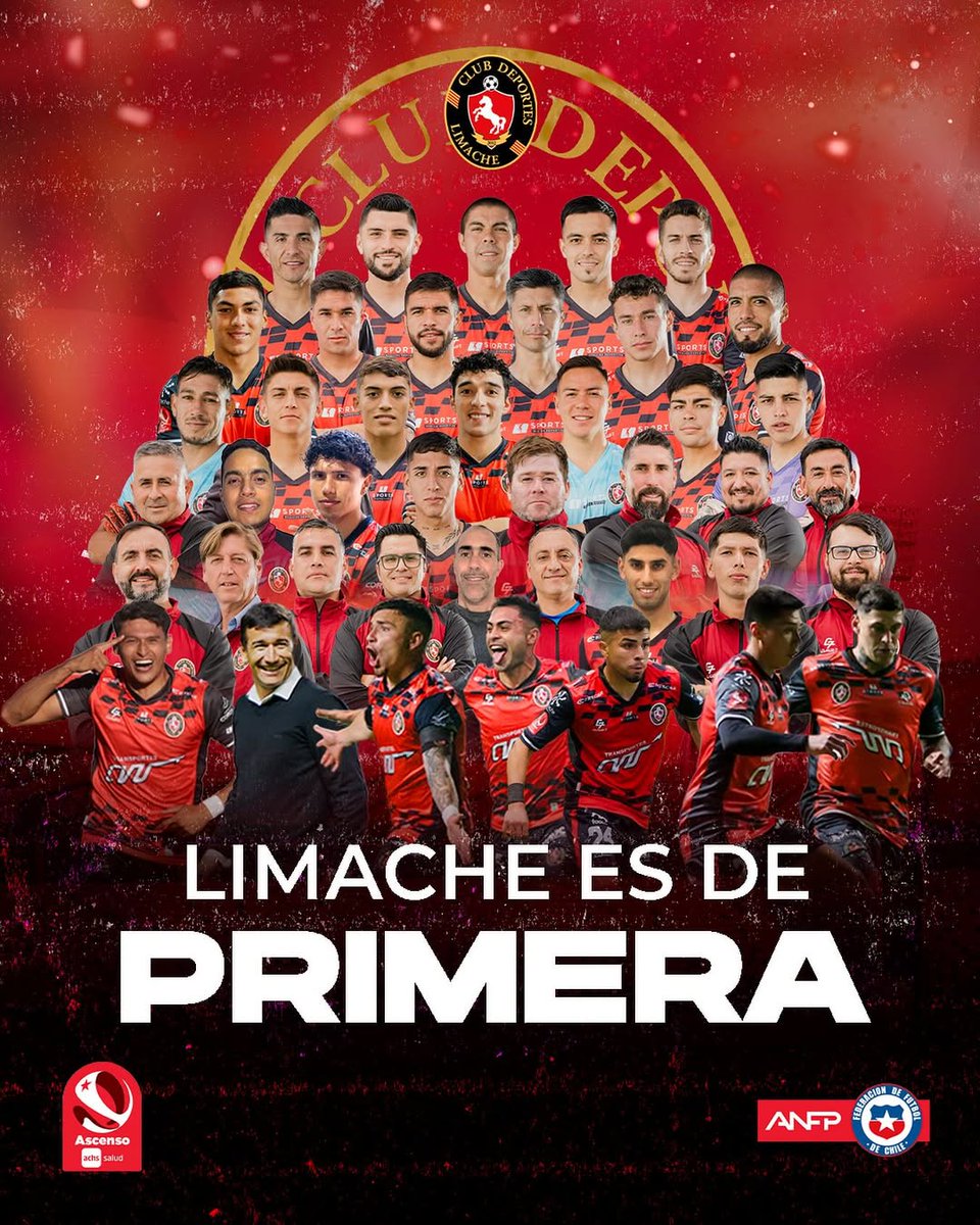 VSportsTM's tweet photo. ⚽️Deportes Limache 🇨🇱 se fundó en 2012
⚽️Se coronó campeón de Tercera B y ascendió a Tercera A en 2013
⚽️Subió a Segunda (3° categoría) en 2021
⚽️Campeón de Segunda en 2023
⚽️Hoy ascendió a Primera después de vencer por penales a Rangers en la Primera B
⚽️Todo en 12 años

Locura. https://t.co/AHbNkXKKZ1