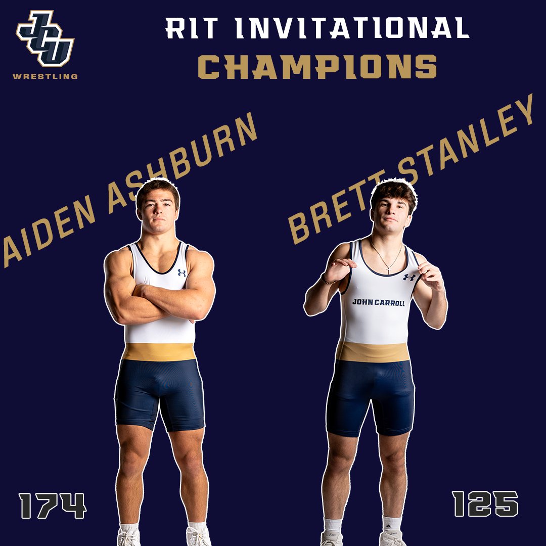 jcusports's tweet photo. MWR: Aiden Ashburn and Brett Stanley crowned champs to lead the effort for @JCUwrestling at the RIT Invitational ⚡️

📰 https://t.co/STchxkKHY9 https://t.co/ksITw4Vs7K