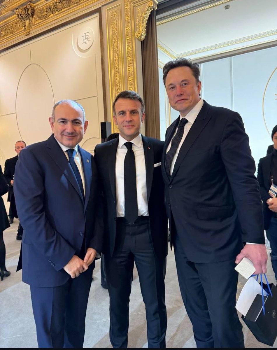 Elon Musk met with French President Emmanuel Macron and Armenian Prime Minister Nikol Pashinyan