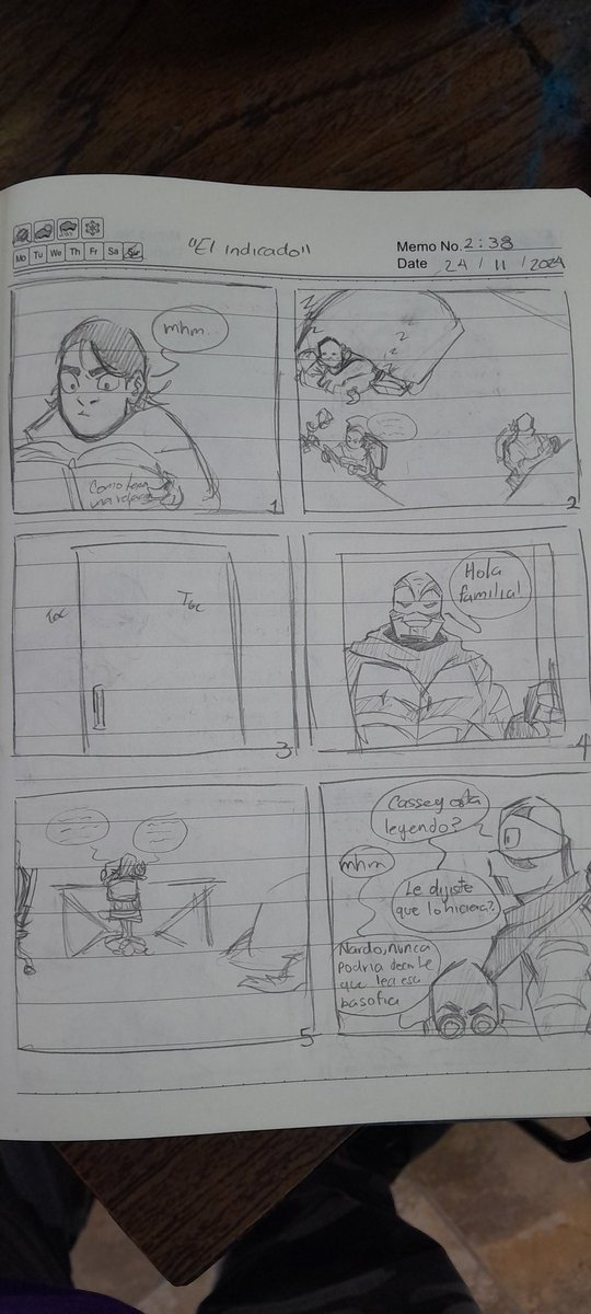 _StaRandomdude's tweet photo. Mini comic ref a mi au 
(Si, es un #Ocxcanon )
Son bocetos, y no hay mucho seguimiento con sentido por que lo hice entre días y la idea cambiaba(? 
Pero como boceto esta bien, creo 
#RiseoftheTMNT #rottnmt #art #traditionalart https://t.co/zfPqyQN6jL
