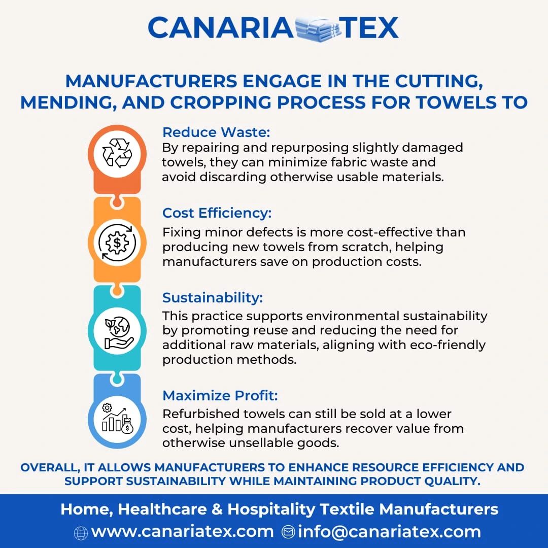 canariatextile's tweet photo. Cutting, mending, and cropping are essential processes in the manufacturing of towels.

These techniques ensure the final product meets quality standards,and is ready for sale.

Efficient cutting, mending, and cropping practices can help reduce also waste. https://t.co/H9t1owYaMs