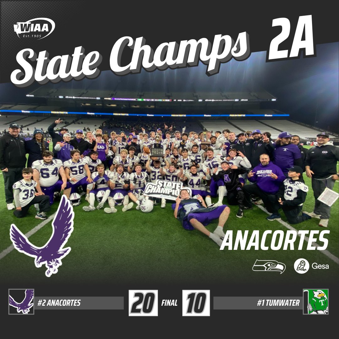 Congratulations to the 2024 WIAA/<a href="/GesaCU/">Gesa Credit Union</a> 2A Football State Champions, the Anacortes Seahawks 🏆

Presented by the <a href="/Seahawks/">Seattle Seahawks</a>