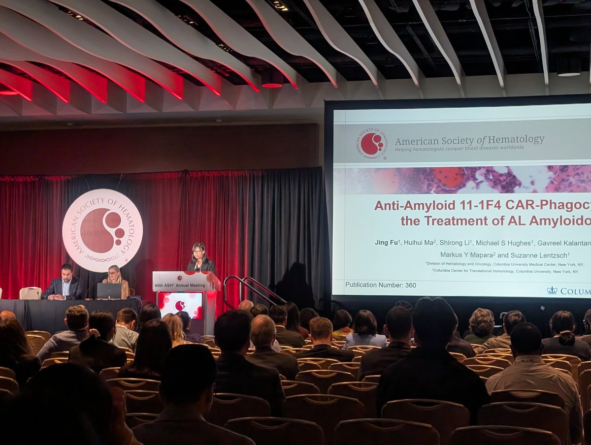MSHughes_MD's tweet photo. @JingFu_PhD presenting fascinating data from the @SLentzsch and @BMT_updates Laboratories on the production and in vitro/in vivo performance of #ALamyloidosis targeted CAR-phagocytes!!! Game changing antifibril therapies in development @columbiacancer https://t.co/wFOWDb7dLO