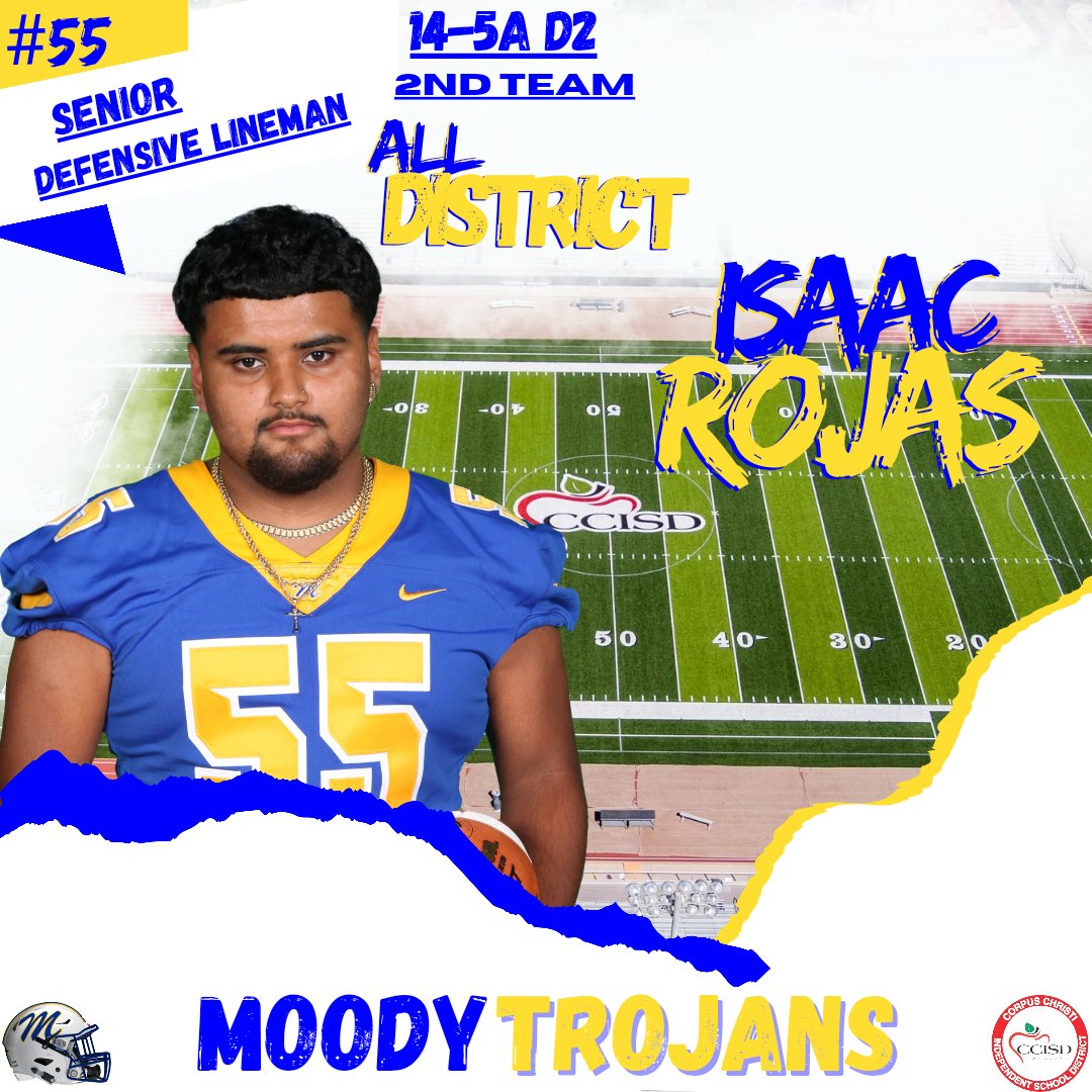 Congratulations to Senior Isaac Rojas for earning 2nd Team All-District Defensive Tackle!
#TrojanPride🔵🟡