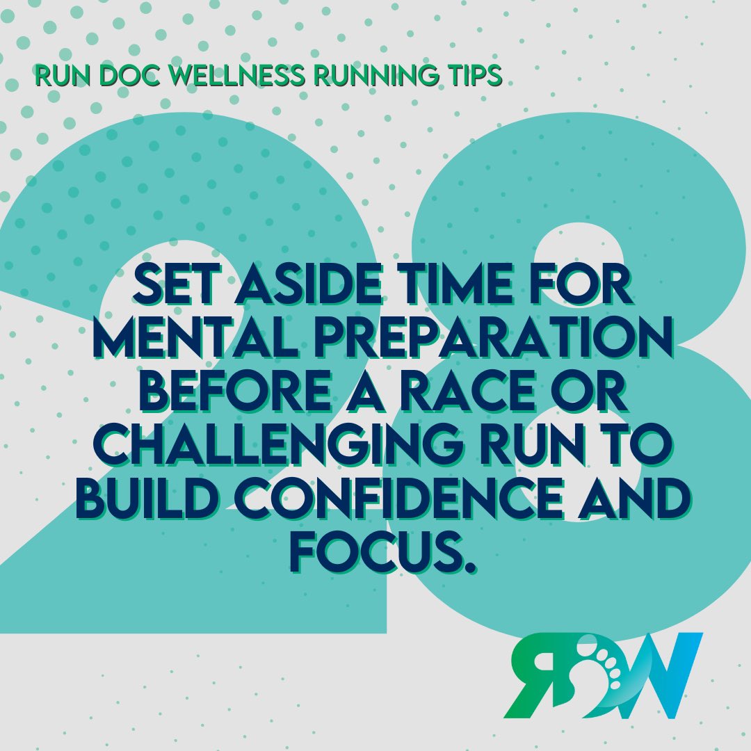 RunDoc_Wellness's tweet photo. 🏃‍♂️ Run Doc Wellness Running Tip #28: Set aside time for mental preparation before a race or challenging run.  

Your mindset matters just as much as your training! 🧠

#RunDocWellness #RunningTips #MentalPreparation #ConfidentRunner #MindOverMiles https://t.co/Q9FpKgnqNz