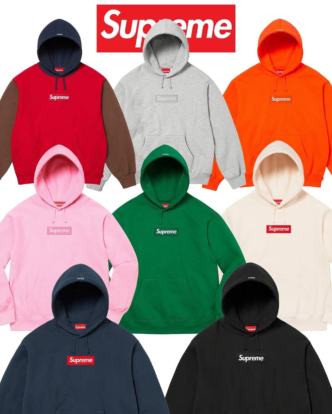Supreme Box Logo Hooded Sweatshirt (FW24) Multicolor Men's
