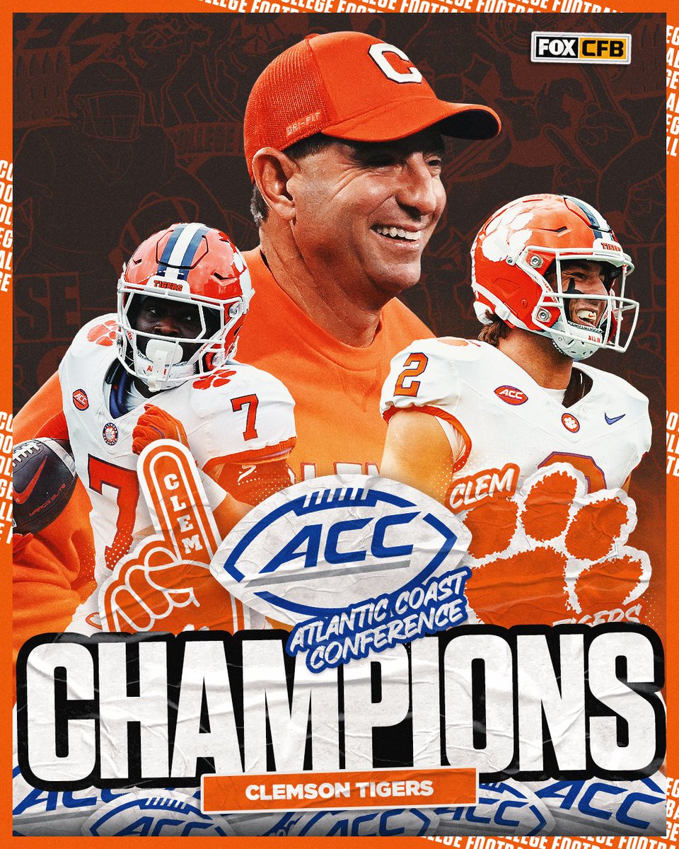 FOX College Football (@cfbonfox) on Twitter photo ACC CHAMPIONS ONCE AGAIN π
<a href="/ClemsonFB/">Clemson Football</a> wins its NINTH ACC Title πππππππππ ACC CHAMPIONS ONCE AGAIN π
<a href="/ClemsonFB/">Clemson Football</a> wins its NINTH ACC Title πππππππππ
