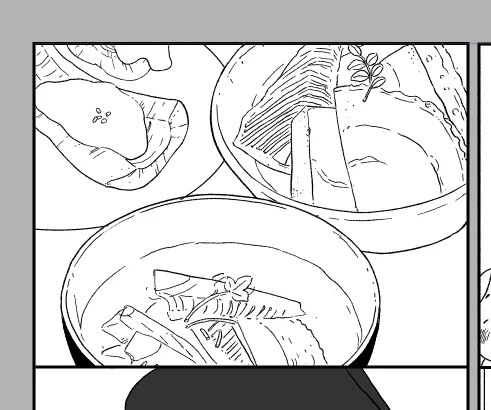 お料理のコマ描くの楽しい。 