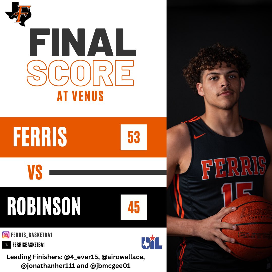 Ferris Basketball (@ferrisbasketba1) on Twitter photo Venus Invitational ended tough, but we found a lesson in toughness and adversity that made us better and got through together. We stepped up and won the last 2 in a row finishing 2-2. Jackets were led by:
<a href="/4_ever15/">Josiah Harris</a> 25pts
<a href="/airowallace/">Airon wallace</a> 10pts
<a href="/jbmcgee01/">Joshua Blake McGee</a> 9pts
<a href="/JonathanHer111/">Jonathan Herrera</a> 9pts Venus Invitational ended tough, but we found a lesson in toughness and adversity that made us better and got through together. We stepped up and won the last 2 in a row finishing 2-2. Jackets were led by:
<a href="/4_ever15/">Josiah Harris</a> 25pts
<a href="/airowallace/">Airon wallace</a> 10pts
<a href="/jbmcgee01/">Joshua Blake McGee</a> 9pts
<a href="/JonathanHer111/">Jonathan Herrera</a> 9pts