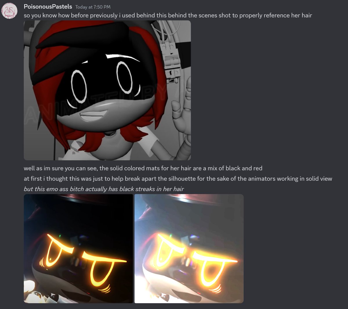 PoisonousPastel's tweet photo. the best and worst thing about doing an accuracy model is that i get to notice the most miniscule details. i think the fanbase would like to know this one though since I have NEVER seen Alice depicted with this.
#murderdrones #glitchproductions https://t.co/M21KAG2RCs
