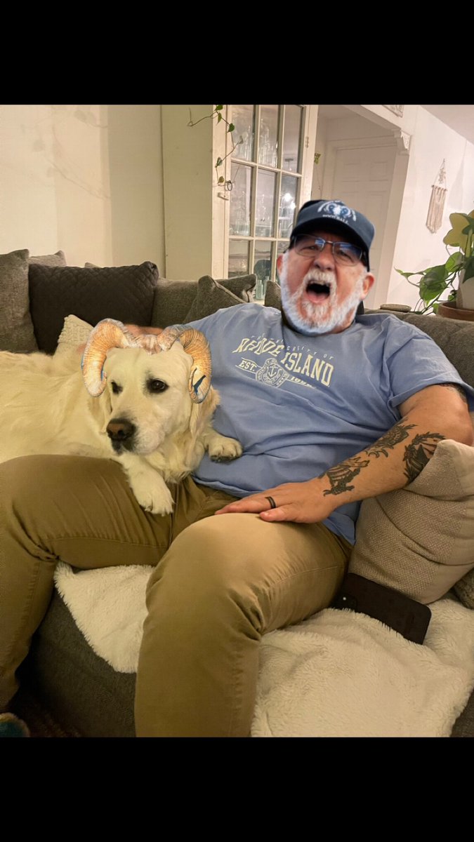 NedDog ending the night with our NephDog Cooper, the goodest boy and also a ram for life 🐏 <a href="/nedfrombonnet/">Ned from Bonnet</a>