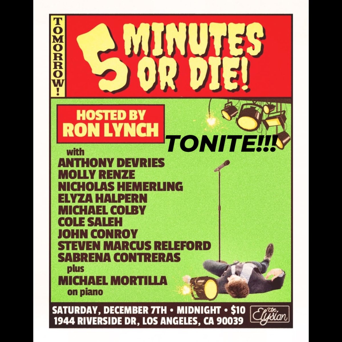 Tonight! At midnight! So it will technically be tomorrow. What a show!  Get away from the holidays.  NOBODY does more than 5 minutes!