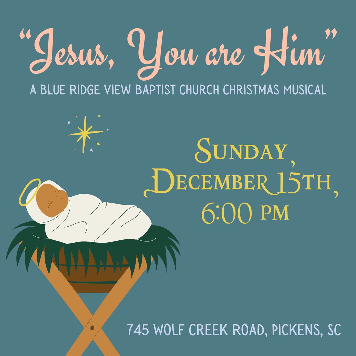 brvbc's tweet photo. We invite you to celebrate the birth of our Lord and Savior during a night of powerful music and singing. "Jesus, You Are Him" will be this Sunday night, December 15th, at 6:00 PM. We invite you to celebrate the birth of Jesus through powerful singing. https://t.co/UmnDA91S5D