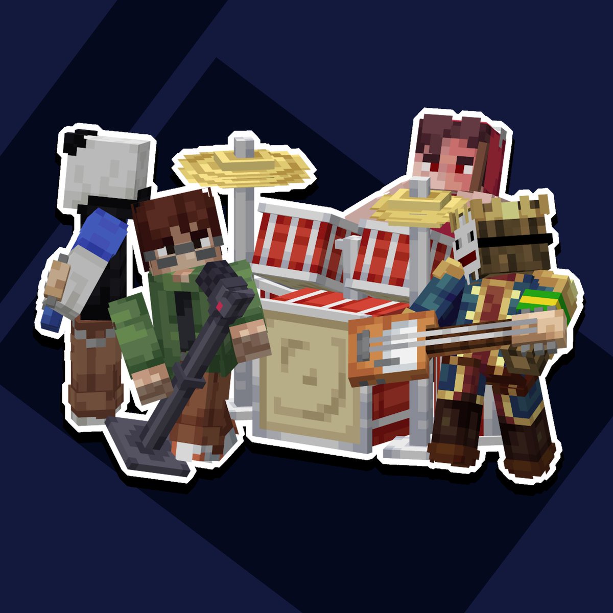 An exentric band! 🎸🎤🪕✨

#pixelart #3Dmodeling #lowpoly #3dmodeler #pixelartist #art #artist #Minecraft