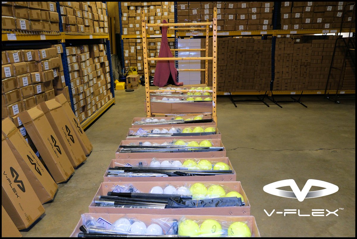 VflexSports's tweet photo. A little quality control before stocking the shelves in our new V-Flex warehouse space... We continue to grow as a company because of the many @WCWSsoftball and @NFCAorg teams that train strike zone skills implicitly with V-Flex products. https://t.co/oSl0dqirGv