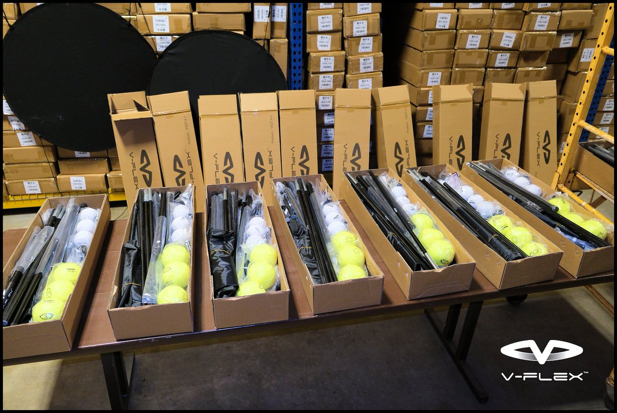 VflexSports's tweet photo. A little quality control before stocking the shelves in our new V-Flex warehouse space... We continue to grow as a company because of the many @WCWSsoftball and @NFCAorg teams that train strike zone skills implicitly with V-Flex products. https://t.co/oSl0dqirGv