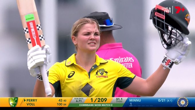 The first of many ODI centuries for Georgia Voll! 📹 Credits: Twitter/7Cricket