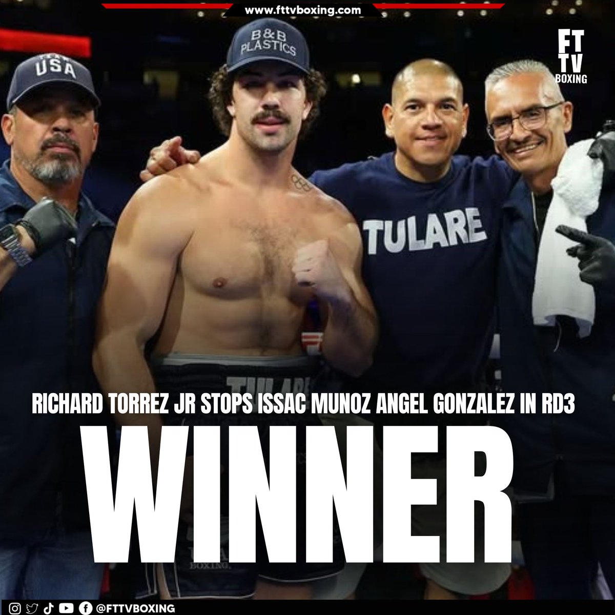 FTTVBoxing's tweet photo. 💥 Richard Torrez Dominates! 💥

‼️ Torrez stops Isaac Munoz with a brutal TKO in the 3rd round after dishing out relentless punishment.

🥊 Now 12-0, is Torrez the future of 🇺🇸 heavyweights? 

#RichardTorrezJr #HeavyweightBoxing #BoxingFuture #TopRankBoxing #NavarreteValdez2 https://t.co/Lca9kgD0qC