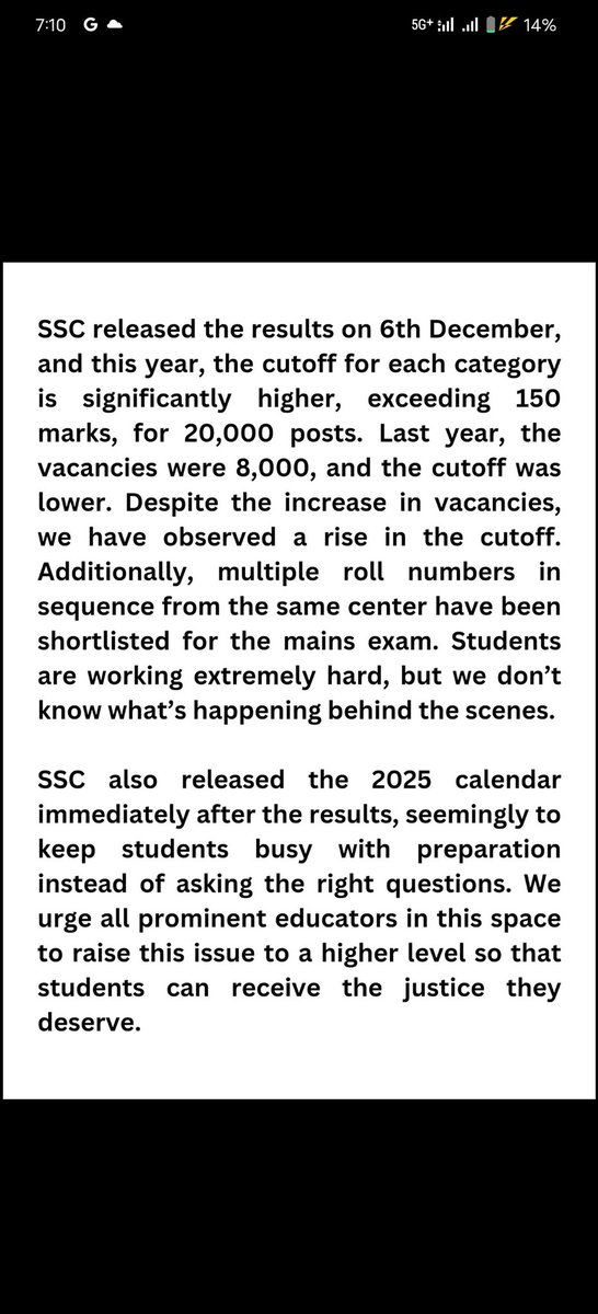 rittikgupta3's tweet photo. हाल ही में जारी SSC CGL 2024 TIER 1 के रिजल्ट में एकबड़ी विसंगति देखी जा रही है। जो एक बड़े घोटाले की ओर इशारा कर रही है।एक ही सेंटर से लगातार रोलनंबर का सेलेक्ट होना अभी तक कभी नहीं देखा गया है।ऐसा तभी संभव है जब सेंटर को मैनेज किया गया हो #SSC_STOPSCAM
#SSC_सुधार_करो @PMOIndia https://t.co/VP9ahucT5a
