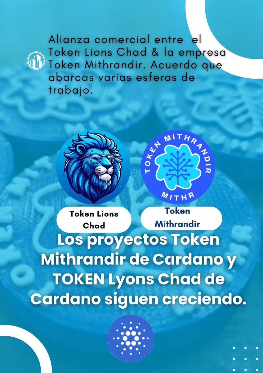 acciontoken's tweet photo. Acuerdo comercial entre Token Lions Chad y Token Mithrandir
https://t.co/xhabGL3R2d
#cardano #CardanoCommunity #CardanoGirls #TokenFi #token #MITHR #ACCIO #Lions #Token2049 #cardanotoken #CardanoConstitution https://t.co/QtX2yyrRp3
