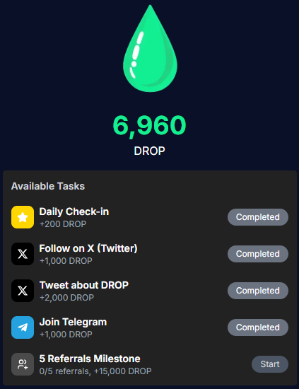 CryptoPromoDrop's tweet image. DROP is building on Twitter/X &amp;amp; SOL      

Get DROP Token based on your Twitter Account age.    

👇
dropair.io/?ref=BS8FLQ #DropOnX 

#Airdrop #Solana #SOL #Crypto #giveaway #giveaways #AirdropAlert  #AirdropCrypto  #Airdrops #btc #CryptoGiveaway