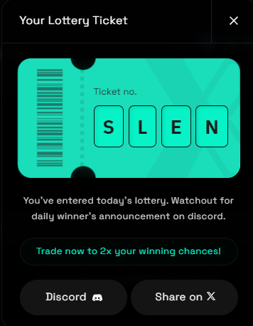 Player1Taco's tweet photo. Just grabbed my daily lottery ticket on LogX! 🎉
My ticket number is #SLEN. Hoping to win up to 1000 $LOGX! 🤞
Join me and claim your free ticket every day on https://t.co/MQKlO4U6WV
#dailyLottery #defiToMoon
https://t.co/LRTVuWh0tM https://t.co/Oi3sMudPhz