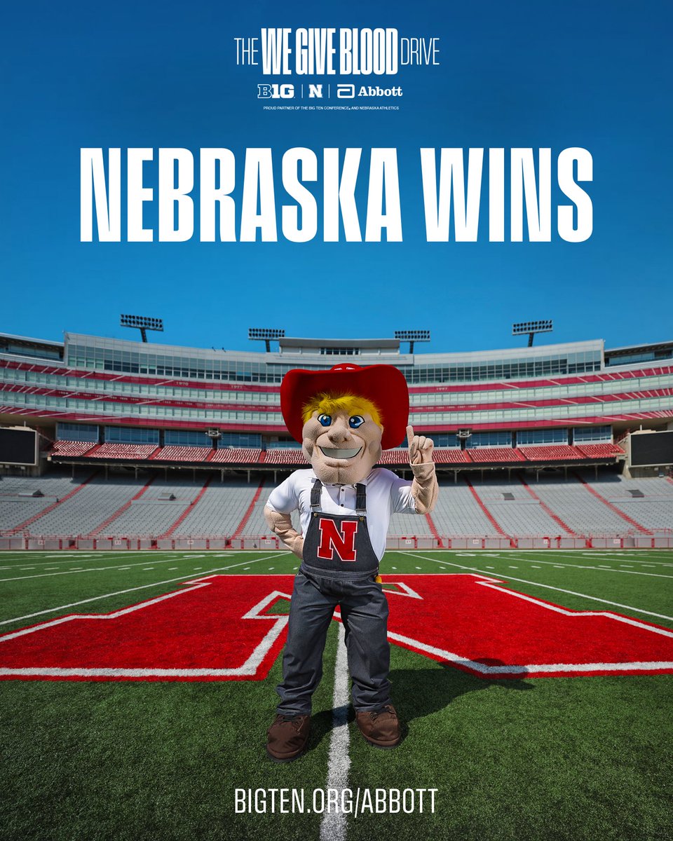AbbottNews's tweet image. All 18 Big Ten schools battled it out in the largest blood donation competition of our lifetime to help save as many as 60,000 lives, but only one team came out on top. Congratulations, NEBRASKA! 

Your school helped save nearly 12,000 lives during “The #WeGiveBlood Drive.”