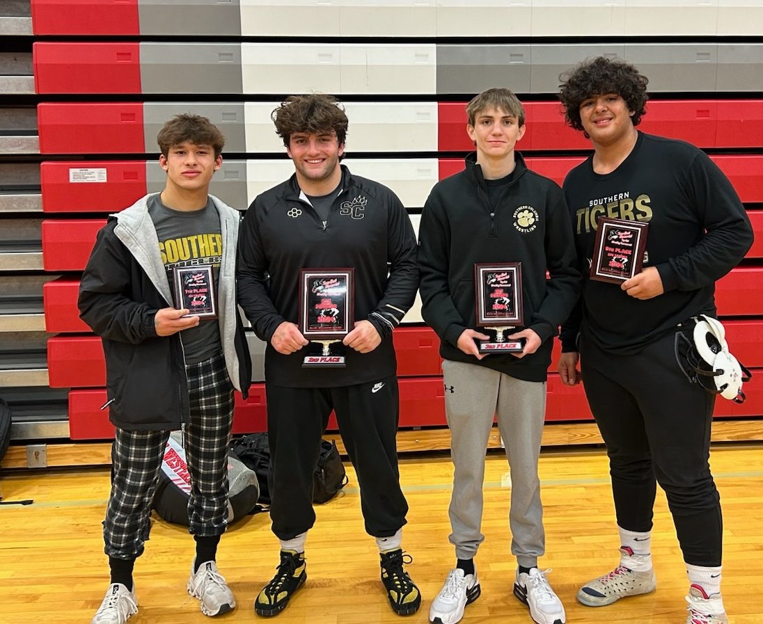 SCA wrestlers 1st action of the year at Tom Best Top Hat Tournament in Williamsport. SCA as a team placed 10th, individually Rowen Humphrey placed 3rd, Braydon Andrews placed 7th, Jude Bremigen 2nd place, &amp; Braylin Smith placed 5th and won the most pins award.