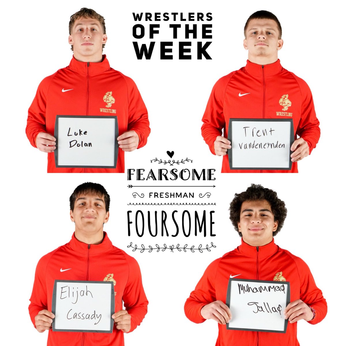 Our Fearsome Freshman Foursome of Luke, Trent, Eli, and Mo earn CardinalGRIT Wrestlers of the Week for all making the podium at the Ohio Northern Invitational on Saturday. Luke and Trent also secured wins in our season opening OAC dual at Mount Union this past Tuesday!