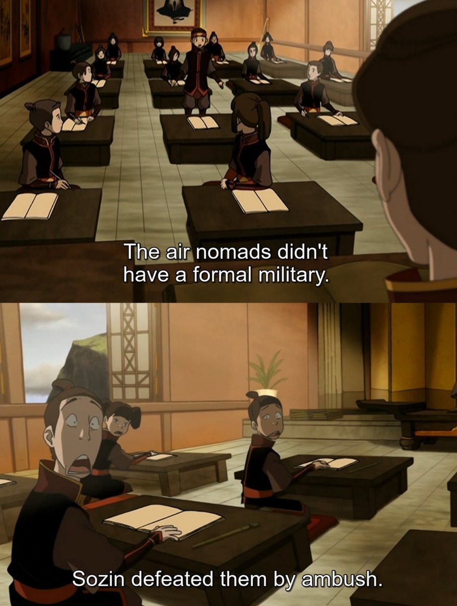 i’ve always known atla was great but the moment when aang calls out the fire nation’s propaganda in the headband episode really solidified it for me. it shows how easily history can be rewritten by the victors and how an entire nation can cover up its darkest crimes