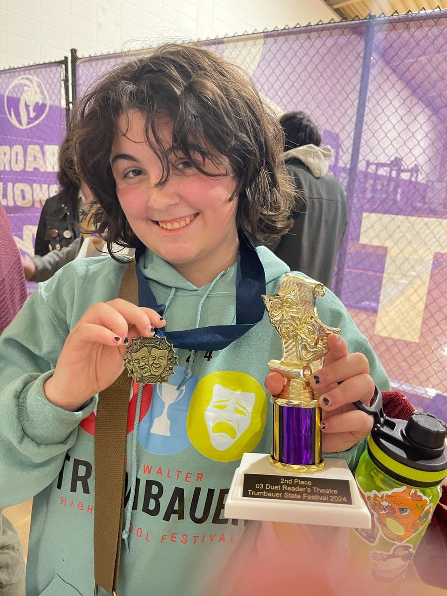 BartonAcademy's tweet photo. STATE Trumbauer results are in, and our freshmen #BartonExplorers received SUPERIOR ratings against high school competition! 

A special congrats to Frankie &amp; Claire who earned 2nd in Reader’s Theatre! 🎭 

Thank you to the Sunny Side Theater crew for supporting our students! https://t.co/wCqUsvC1CL