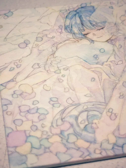 実は2枚目も同時進行中。こちらは淡く、淡く。#水彩 #watercolor 