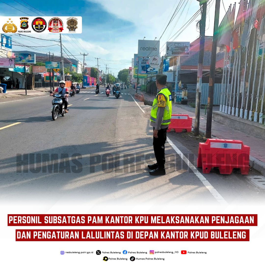 PolresBuleleng's tweet photo. Personil Subsatgas PAM Kantor KPU melaksanakan penjagaan dan pengaturan Lalulintas di Depan Kantor KPUD Kabupaten Buleleng demi terciptanya situasi yang kondusif dan kamseltibcarlantas
#omp2024 https://t.co/It8K3OKrv3