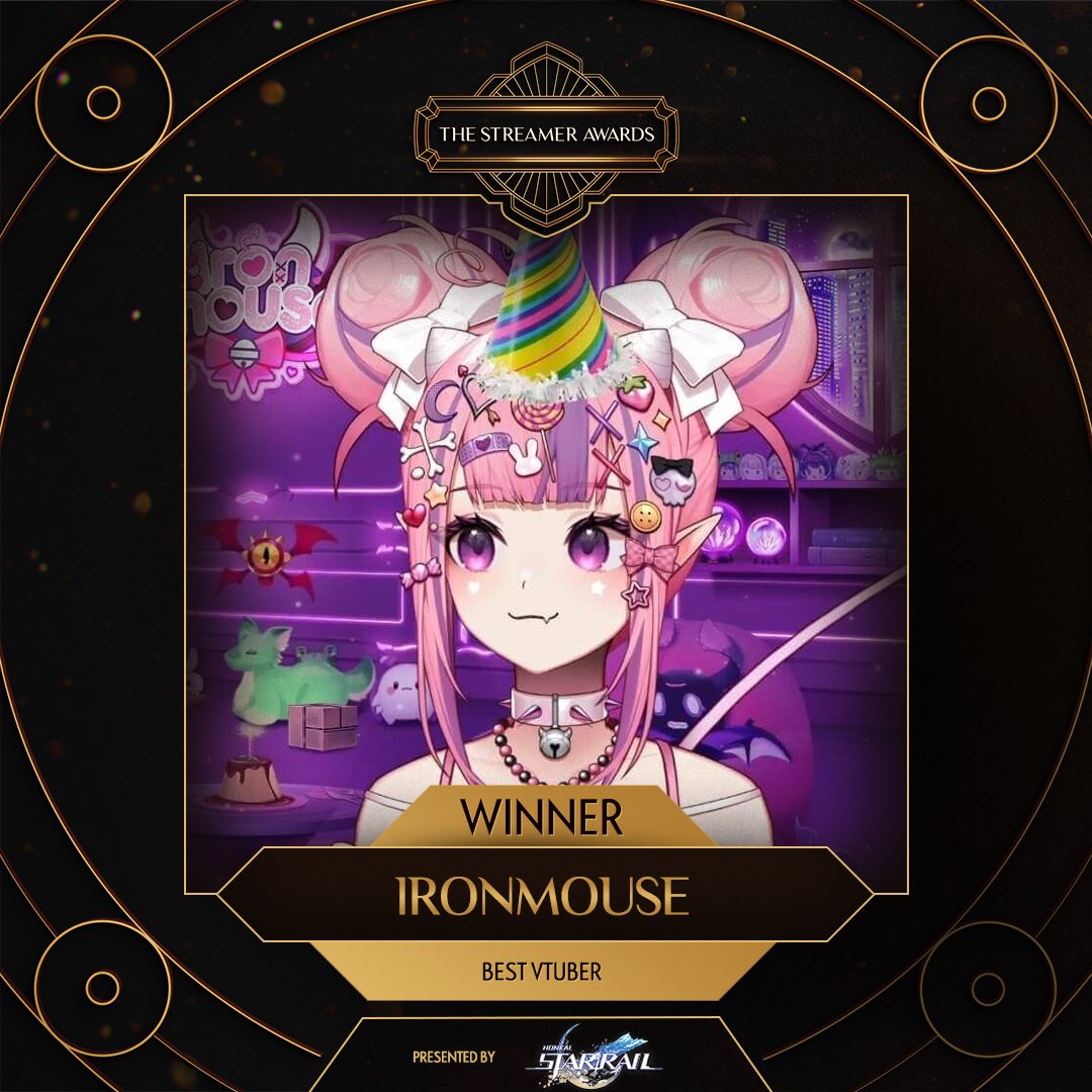 And the winner for Best Vtuber brought to you by <a href="/honkaistarrail/">Honkai: Star Rail</a> is… <a href="/ironmouse/">ironmouse🇵🇷😈💖</a>!

3-time winner, IronMouse has taken streaming to new levels this year by breaking the subscriber record all while donating to the Immune Difficulty Foundation! She had an incredible year and will