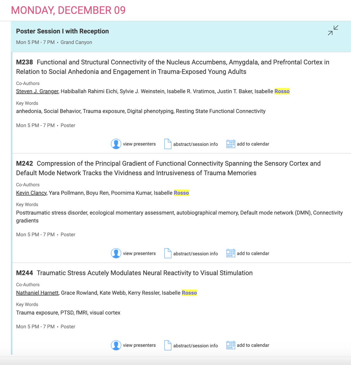 Hi #ACNP2024, this is my 11th ACNP (!). Come see our posters on Monday to chat neuroimaging and digital phenotyping in PTSD, led by Steve Granger, Kevin Clancy, Nate Harnett. I'll also be helping with discussion @ table 61 of the Women and Gender Minority Luncheon .come join us!