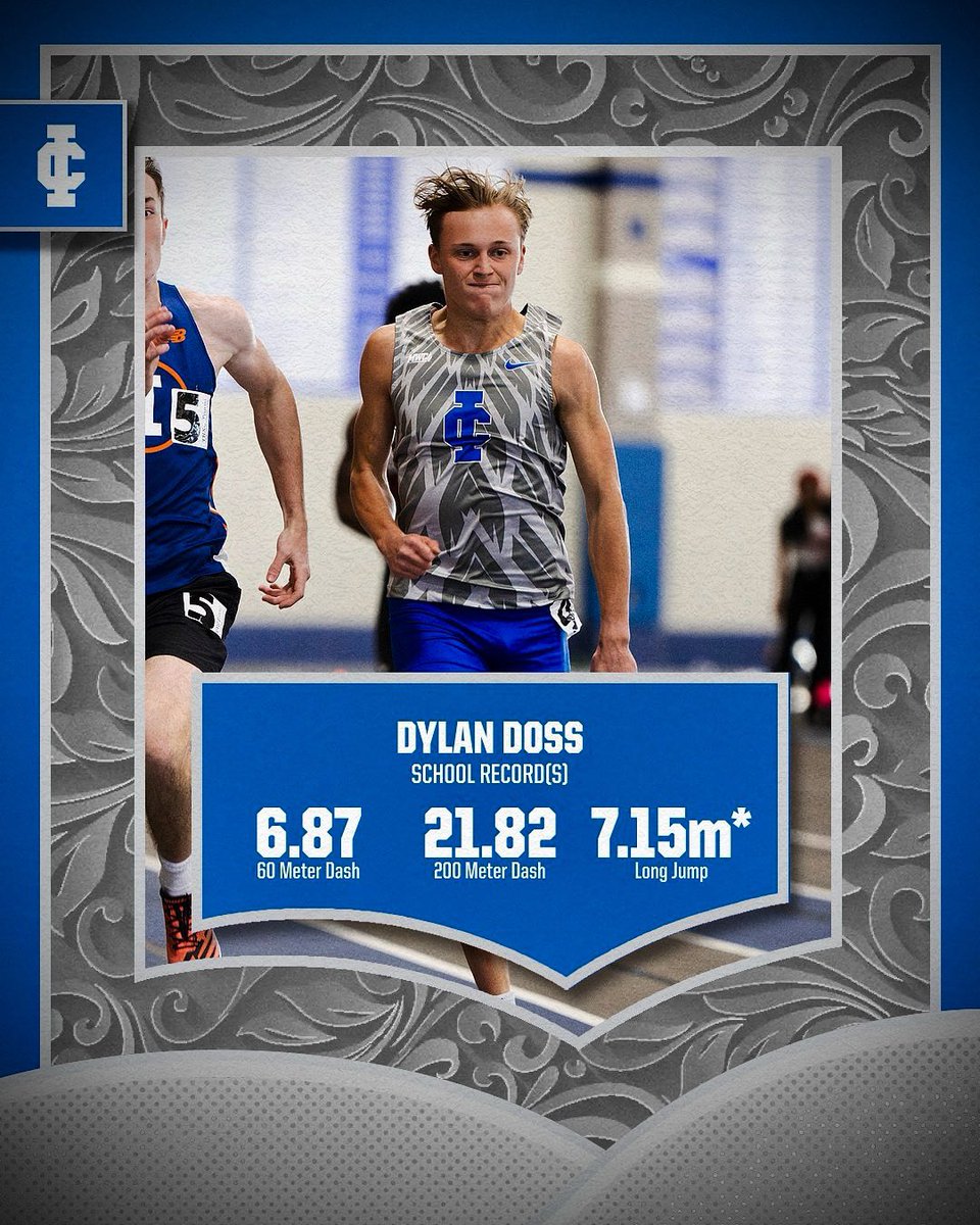 Not One… Not Two… But Three* ICTF Records❕

(SO) Dylan Doss takes down the ICTF 60 Meter &amp; 200 Meter records today at the IWU Titan First Chance Season Opener. Doss also Tied* the Long Jump Record! Currently, Doss ranks in the Top 8 in DIII Nationally for all three events!
