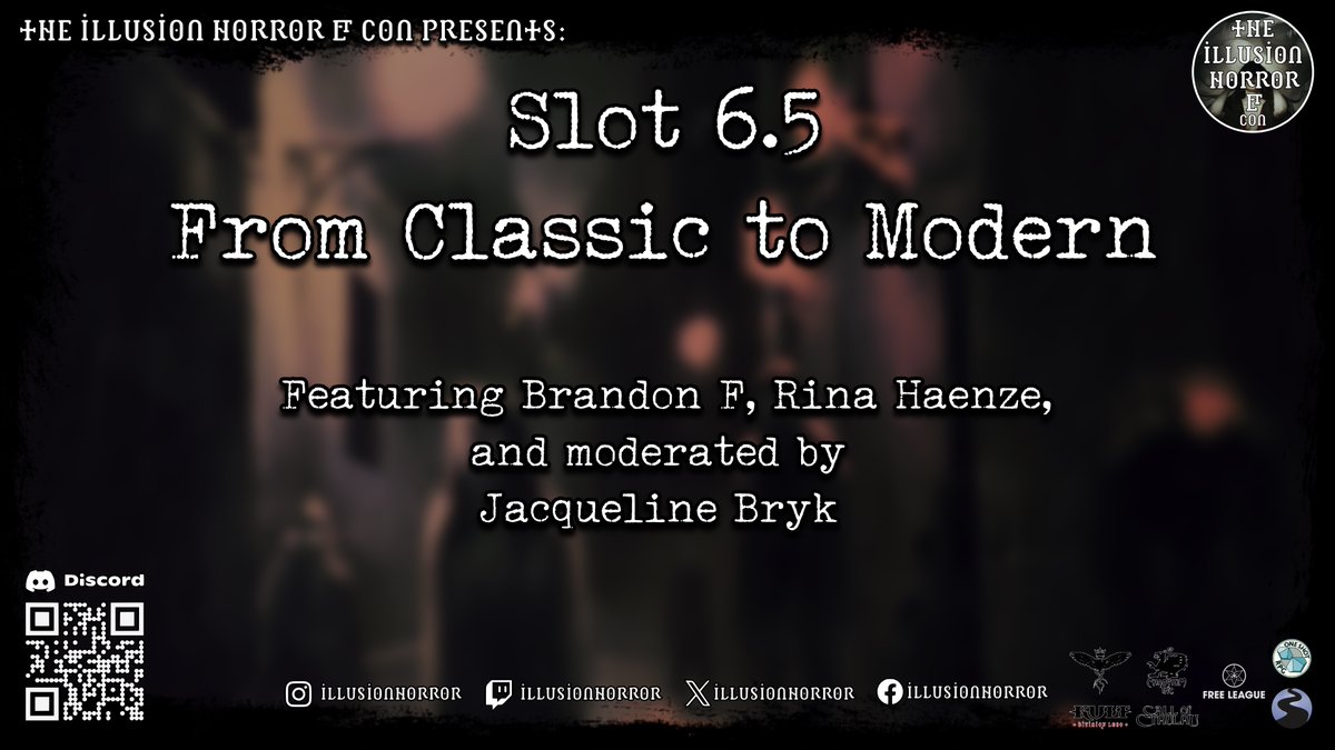 Starting 11:10 PM EST

Slot 6.5 || From Classic to Modern

Discover ways to adapt and deconstruct classic horror elements—like haunted houses and vampires—to modern settings.

Moderated by Jacqueline Bryk 

YouTube:  youtube.com/@theillusionho…

Twitch: twitch.tv/illusionhorror