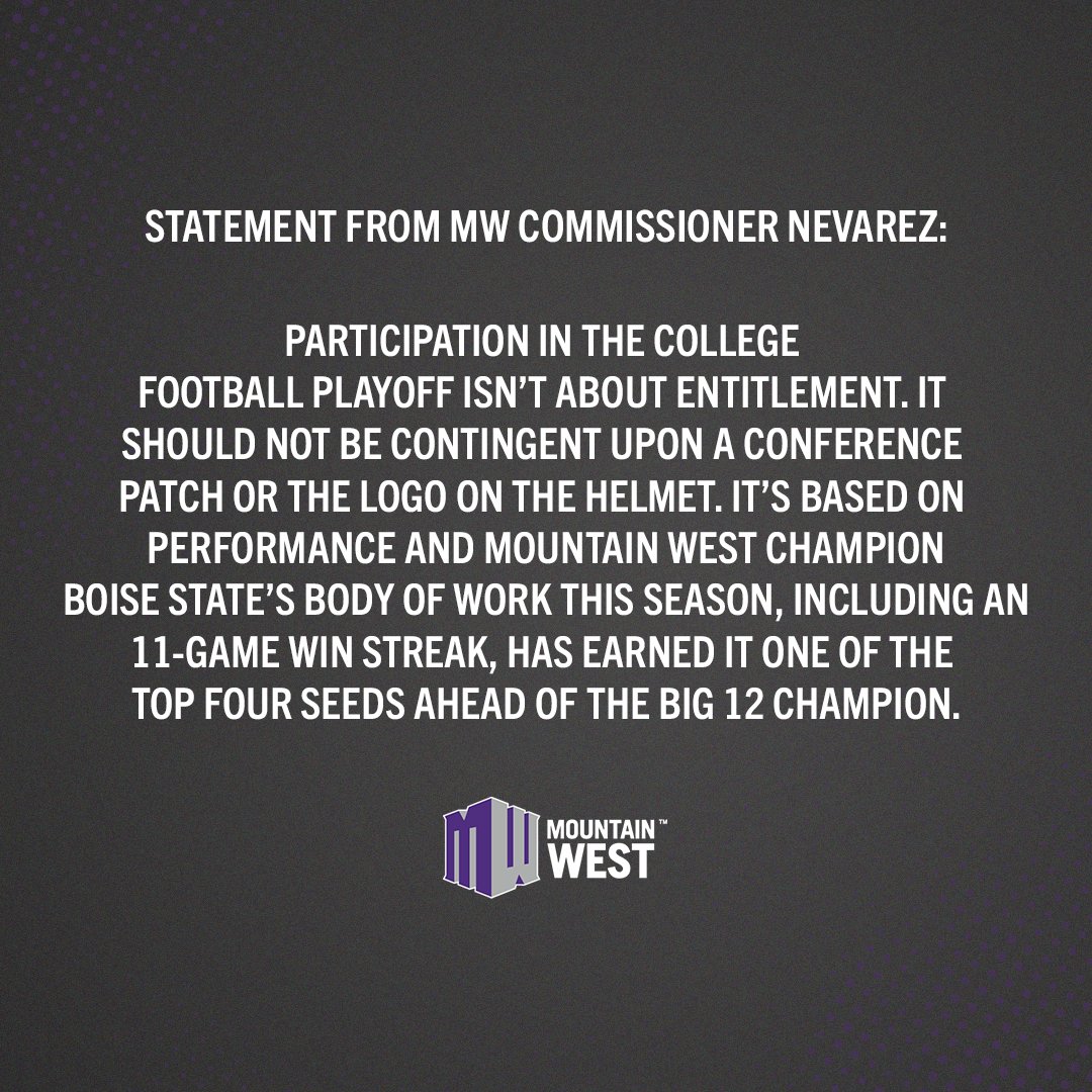 Statement from MW Commissioner Nevarez on CFP seeding.