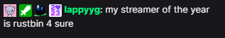 LappyIsMyName's tweet image. lets be honest my streamer of the year is @Rustbin he has had 100s of streams this year no one can top him man he might be the goat of our generation. #HeisHim
