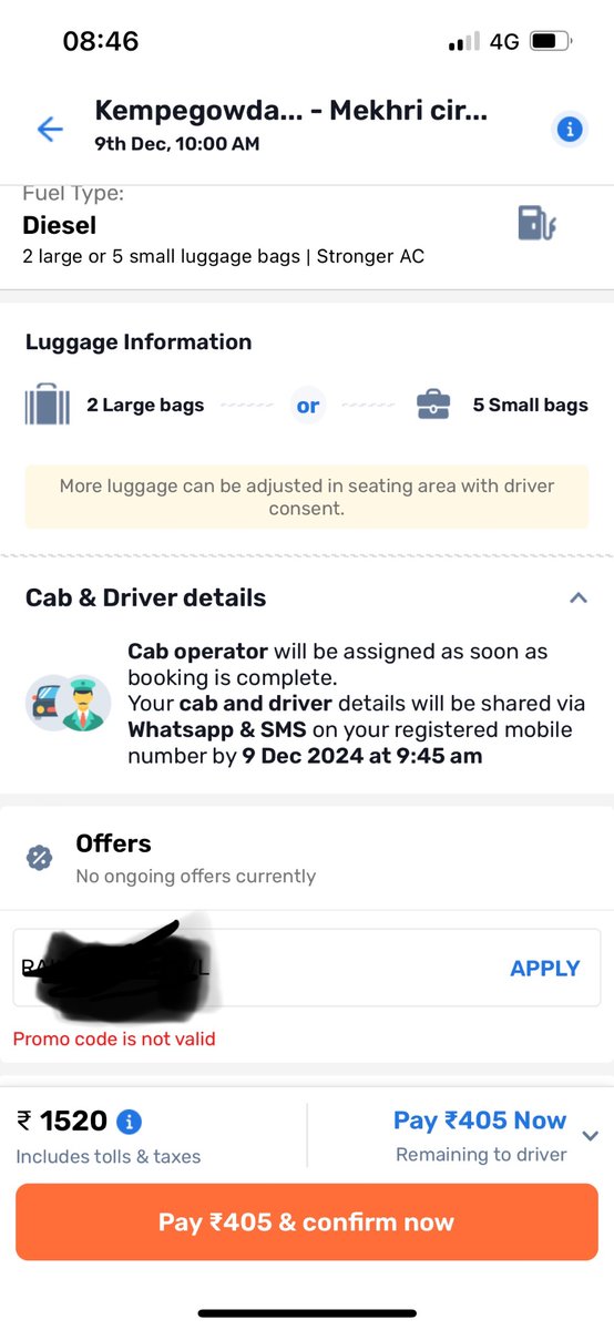VIP2195's tweet photo. @GoibiboSupport goconfirmed refund coupon says it can be used on any cab ride, but it doesn’t work on any trip! Misleading terms and false promises https://t.co/vl52FFEFah