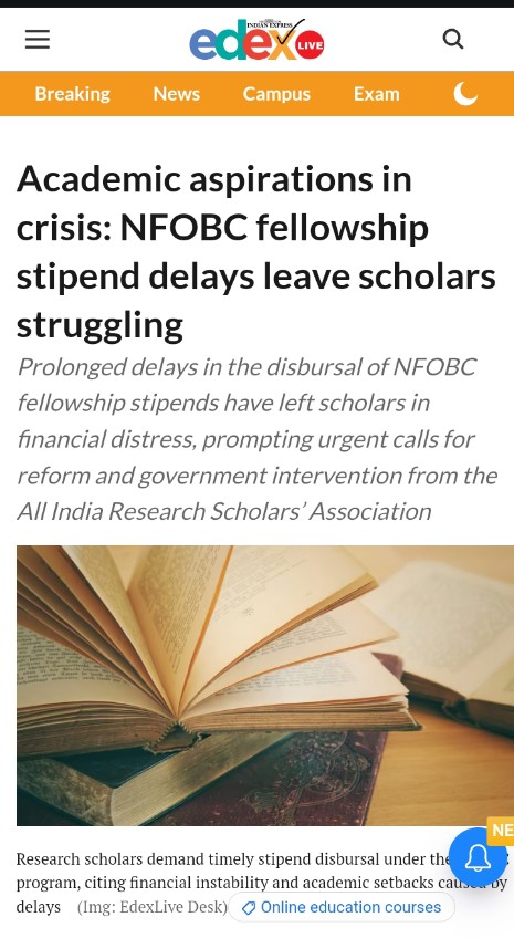 AIRSAIndia's tweet photo. #NFOBC Scholars' Requests Still Pending (June 2024): Despite ongoing appeals, authorities remain unresponsive @MSJEGOI @nbcfdc @NSFDC_MOSJE @Xpress_edex 
https://t.co/NlSHJesG6a @IndianExpress
@mridusmita_deka @the_hindu @thewire_in @ANRFIndia @Drvirendrakum13 @PMOIndia https://t.co/RxXanDOjds