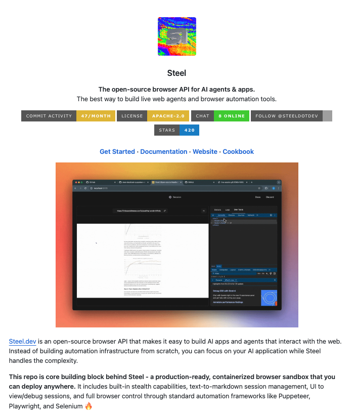 Saboo_Shubham_'s tweet image. Browser automation API to build web AI Agents.

100% opensource.
